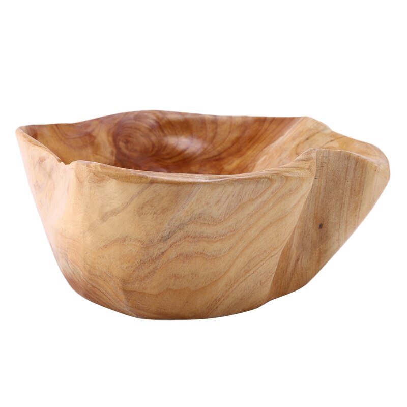 Houten slakommen, mengkom Stevige kom Huishoudelijke beukenhouten kom voor het serveren van salade Fruit dipsaus Snack Rijst Pasta Granen Rond (L 30 cm / 11,8 inch