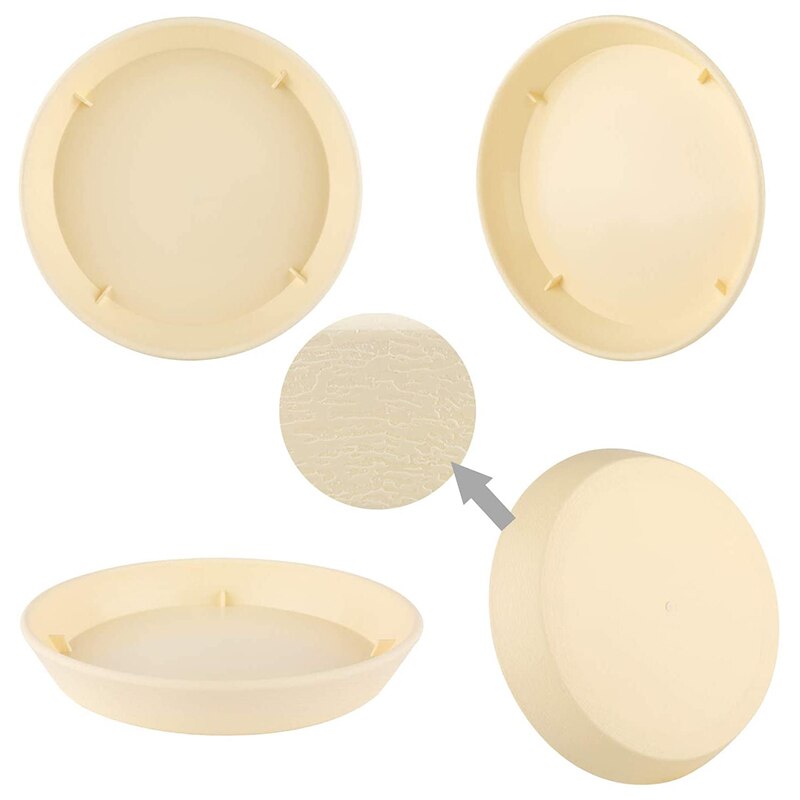Plast blomsterpottefat 6 tommer beige 6 per sett blomsterpottebrett for saftige blomsterpotter