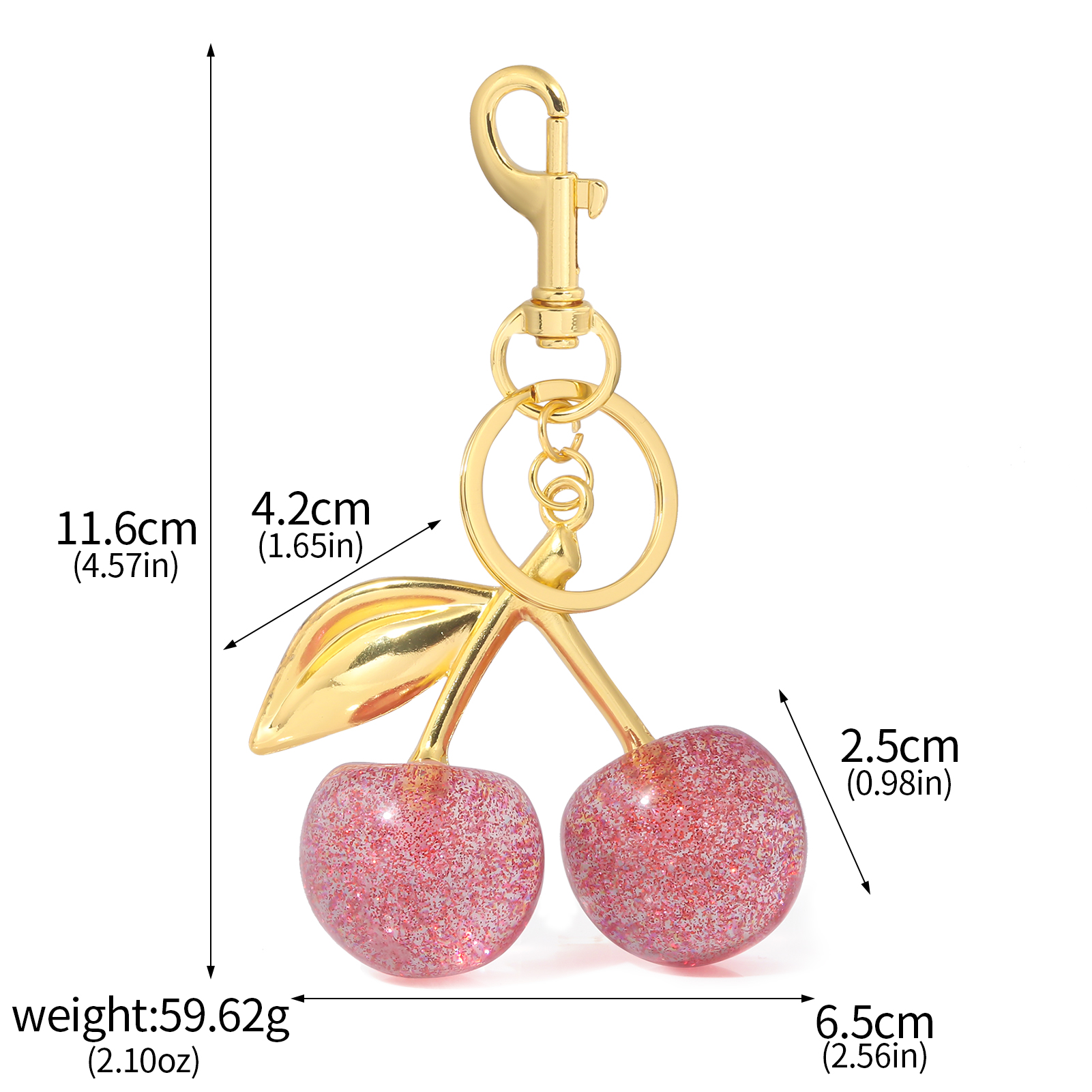 Delicious Red Cherry Keychain Summer Fruits Cherries Pendant Keyring For Women Men Jewelry Bag Key Accessories: black