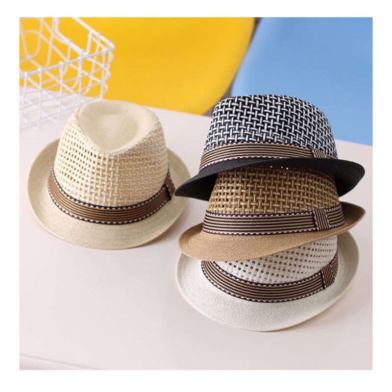 ¡Novedad! sombrero Panamá para niños, sombreros de verano para el sol, gorro para bebés y niños, sombrero de paja de Jazz para niños, sombrero para bebés tipo gorro para niños, accesorios de fotografía