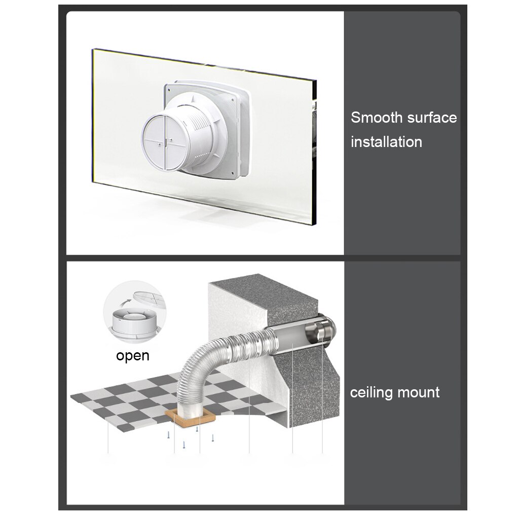 Bathroom Exhaust Fan 18W Toilet Kitchen Waterproof Blower Ventilator Wall Replacement Plastic Extractor for Hotel Silver