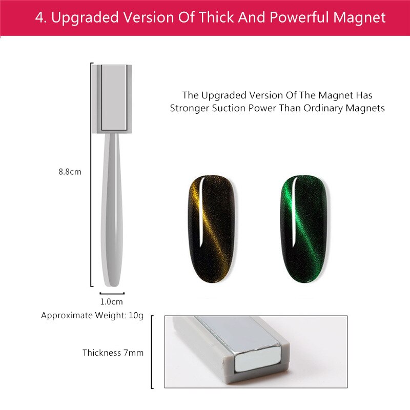 gwóźdź Sztuka dwugłowy potężny magnetyczny kij 5D Kot oczy efekt silny magnes deska malowanie żel polski DIY wielofunkcyjne narzędzia: 4