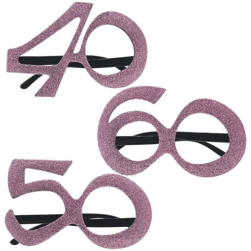 1Pcs Rose Gold 40th 50th 60th Happy Birthday Plastic Glasses Anniversary Birthday Party Photo Props Decoration Supplies