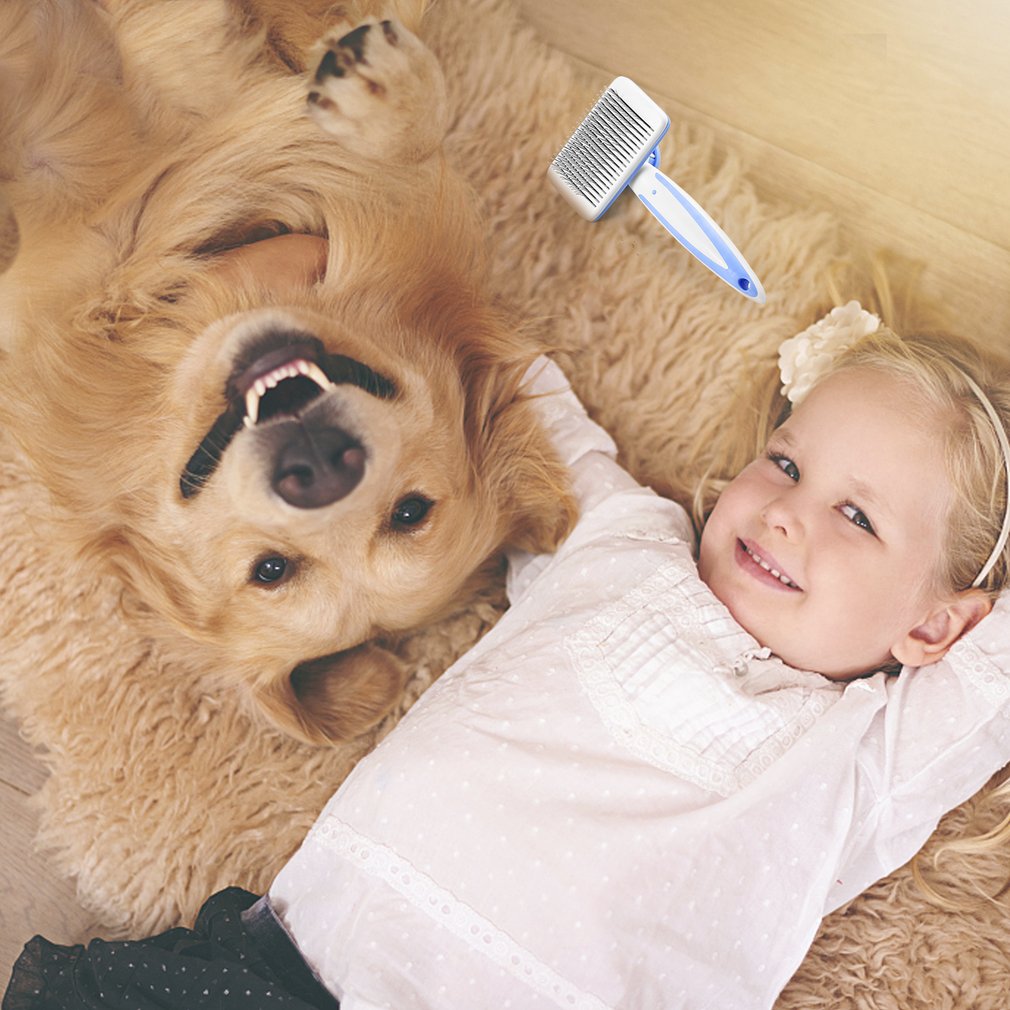 Huisdier Zelfreinigend Kam Assistent Gelikter Honden Katten Kammen Ontharing Borstel Pet Grooming Borstels Gereedschap Met Antislip handvat