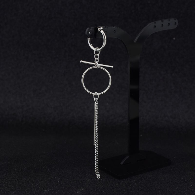 Korean Tassel Chain Bar Pendant Women Man Earrings Silver Color Cross Smile Face Disc Round Unisex Jewelry: 8