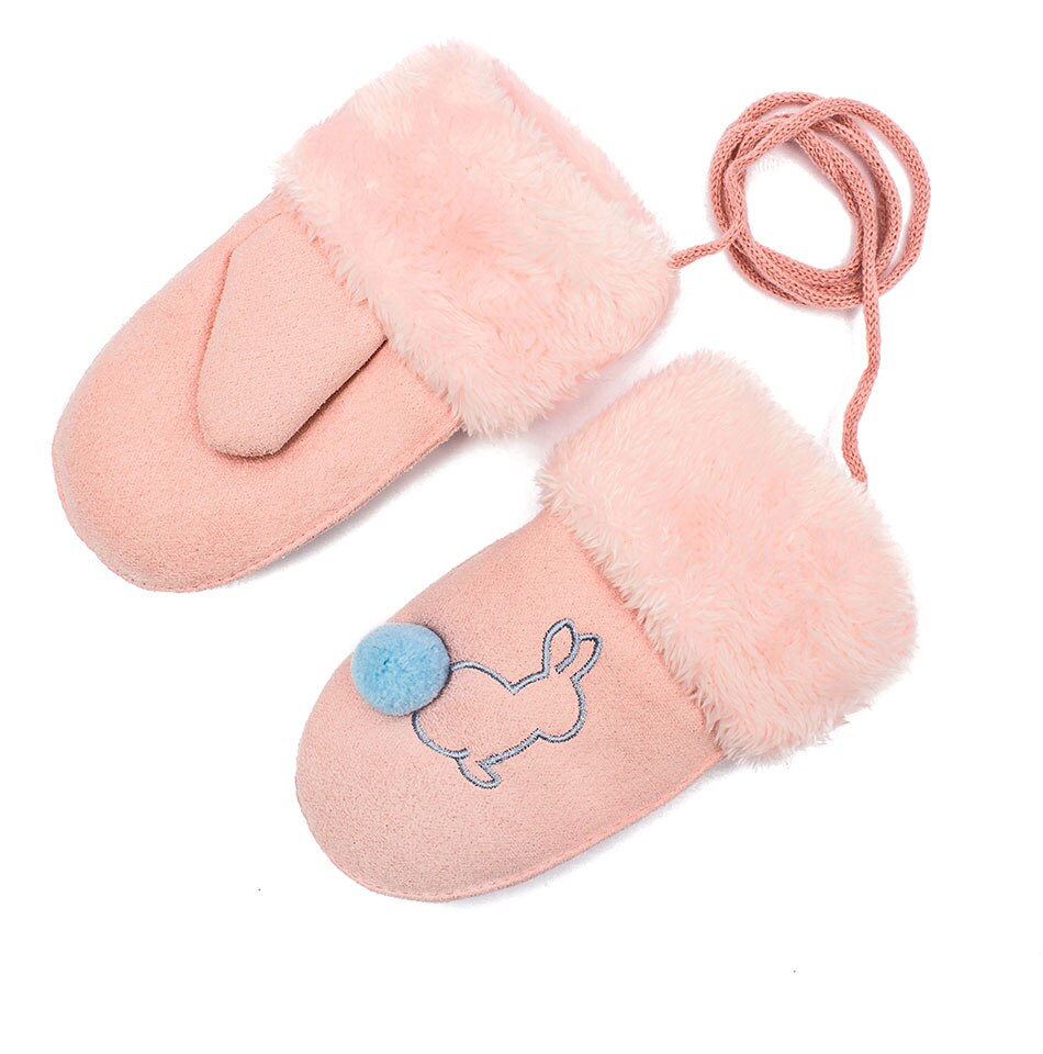 Winter Baby Gloves Warm Plush gloves For Boys Children Girl Plus Velvet gloves Cotton Full Finger Mittens Coral Fleece Gants