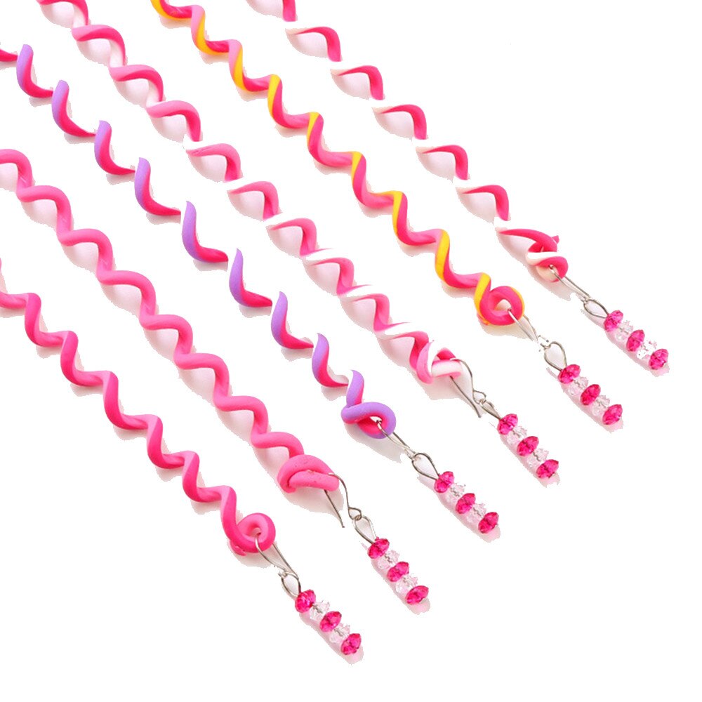 6/set Rainbow Color Headband Cute Girls Hair band Crystal Long Elastic Hair Bands Hairwear Hair Accessories hair ornament: pink