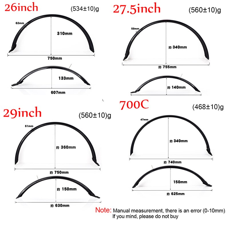 Guardabarros delantero y trasero para bicicleta BMX MTB, juego de guardabarros ligero, accesorios para bicicleta, 700C, 20, 26, 27,5, 29 pulgadas