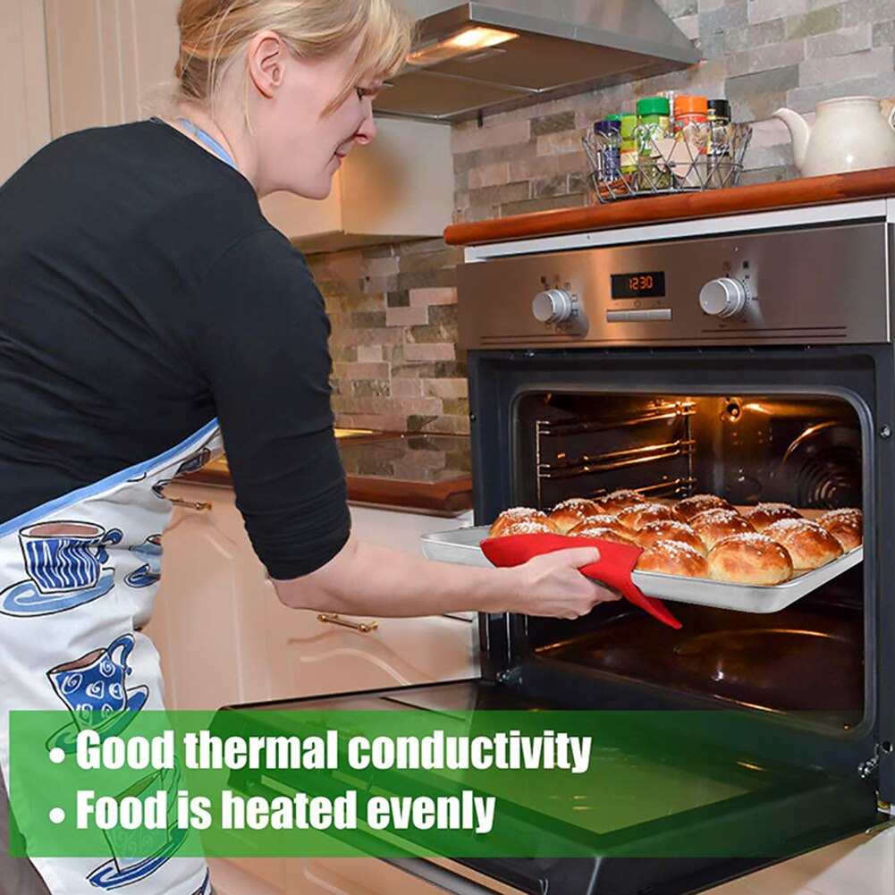 Stainless Steel Rectangular Grill Cookie Baking Pan Tray Plate Kitchen Gadget Baking Pan Non-stick Stainless Steel Baking Pan