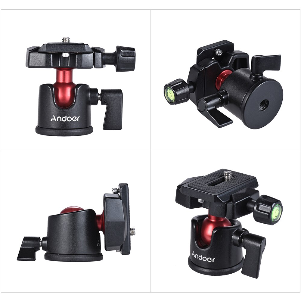 Andoer DSLR-Stativ-Kugelkopf – Aluminiumlegierung, 360° Schwenkbar, Mit Skalierter Basis, 1/4“-Gewinde