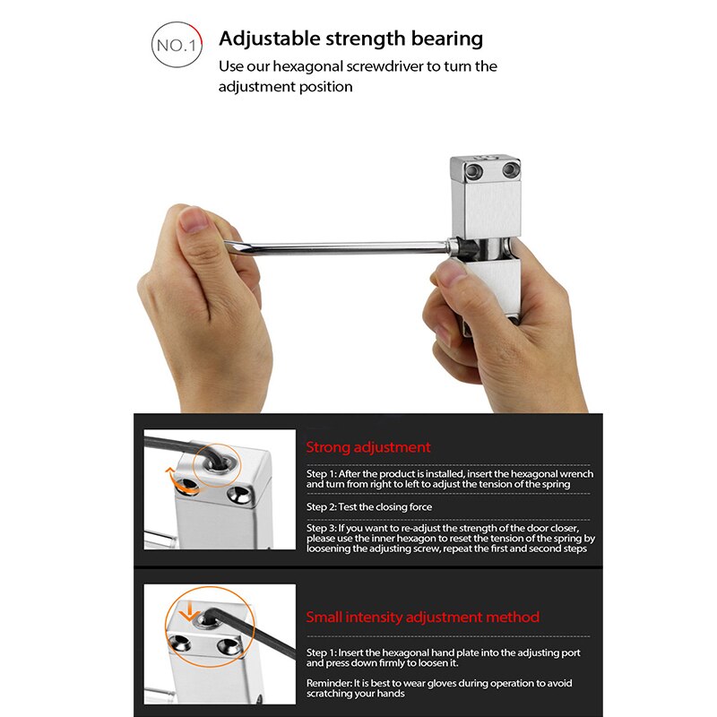 Stainless Steel Automatic Spring Door Closer Auto Door Closing Device Can Adjust The Door Closing Device Furniture Door Hardware