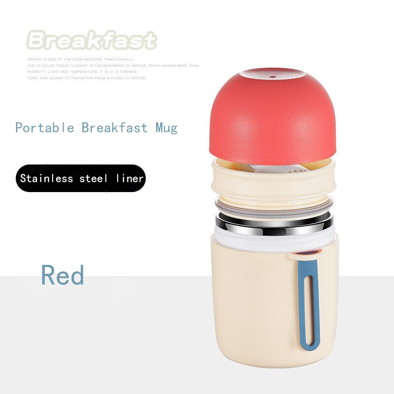 Boîte à déjeuner Thermos de 580ml, conteneurs de soupe alimentaire portables en acier inoxydable, flacons sous vide, boîte à déjeuner pour enfants: Red-450ML304-Sticker