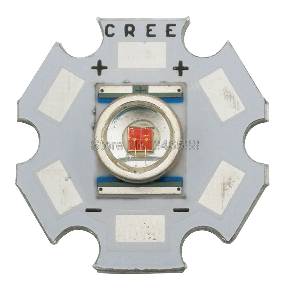 10x cree xlamp xre xr -e 3w high power led lysemitter perle  on 16mm / 20mm pcb heatsink hvit varm hvit rød grønn blå gul