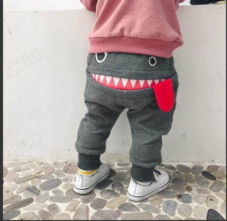 Ragazzi Pantaloni Delle Ragazze Del Fumetto Squalo Lingua Pantaloni Stile Harem Bambini Pantaloni di Cotone Pantaloni 12M-3Y спортивные штаны Dropshipping ##5: Grigio / 3T