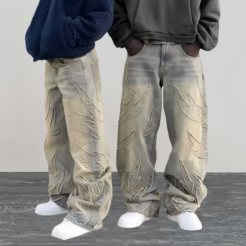2024 Ropa Y2K Streetwear flamme broderie Baggy empilé jean pantalon pour hommes vêtements Harajuku Vintage femmes gothique Denim pantalon