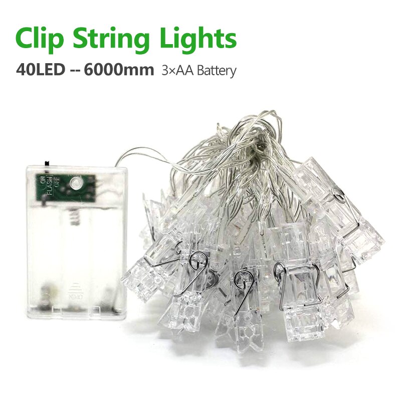 ledet fotoklemme lysstreng lys utendørs eventyrlys batteridrevet krans til julepynt til hjemmet gjør det selv fotovegg