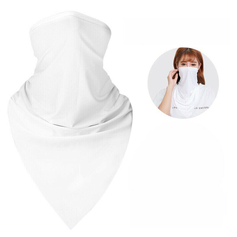 Cycling Face Bandana Outdoor Sports Women Men Headband Face Mask Neck Warmer Triangle Ice Silk Cool Scarf: White