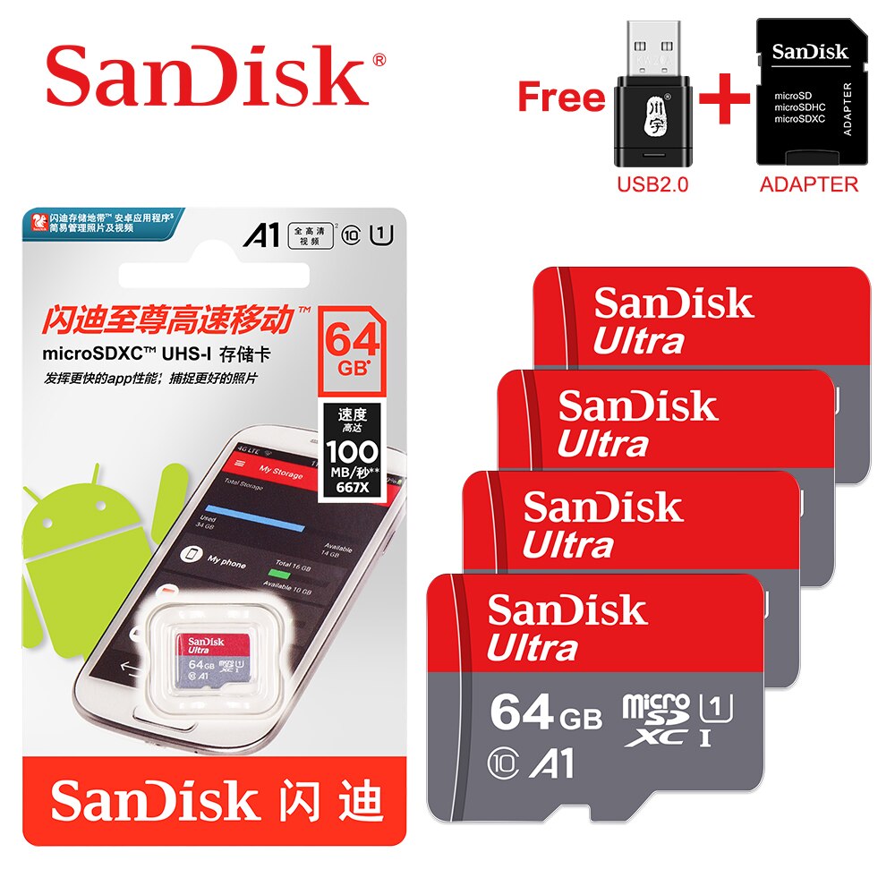 SanDisk A1 Memory Card 256GB 200GB 128GB 64GB 98MB/S 32GB 16GB Micro sd card Class10 UHS-1 flash card Memory Microsd TF/SD Card