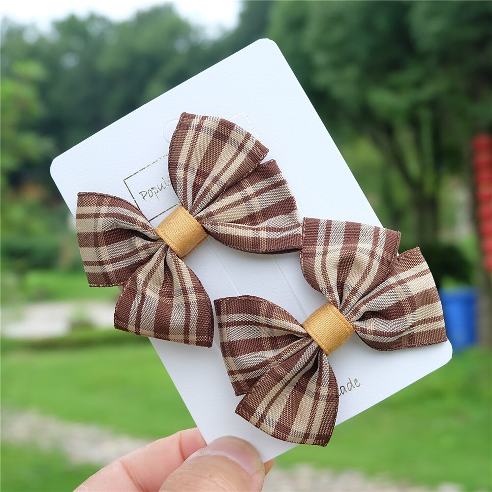 2 stuks/set meisjes strikken haarspeld klassieke geruite lint haarbanden kinderspeldjes kinderhaarkoord retro hoofddeksels haaraccessoires: 11