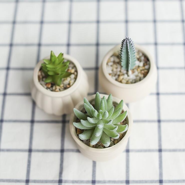Macetas pequeñas de escritorio para hogar y oficina, maceta redonda gris para plantas, Mini soportes de cerámica para plantas, suculento de Cactus, macetas de flores
