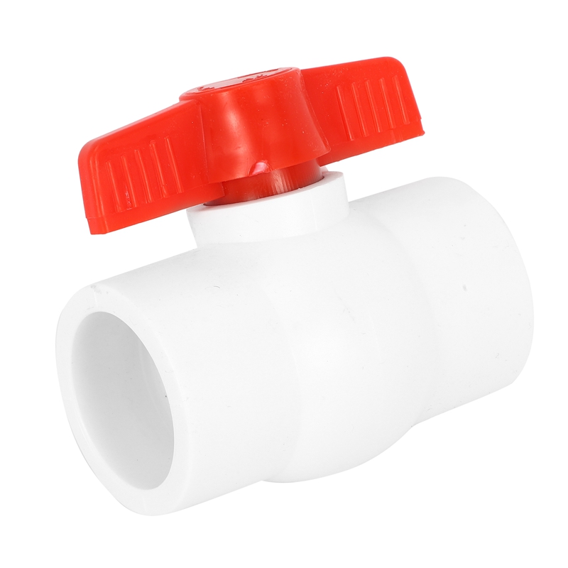 50MM/2 inch Slip Ends Water Control PVC Ball Valve White Red: Default Title