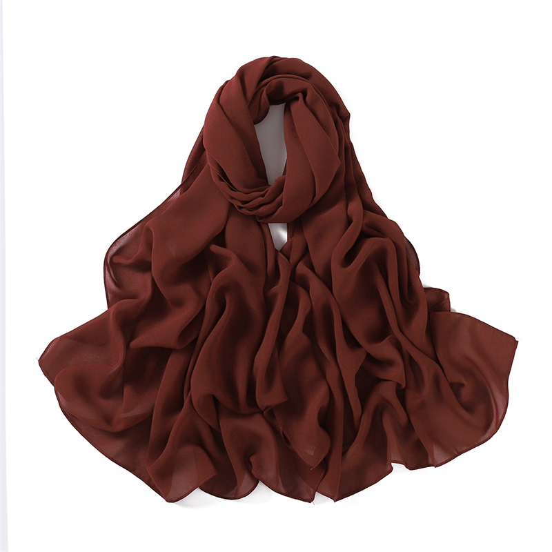 Vrouwen Effen Fluwelen Bubble Chiffon Sjaal Effen Lange Hijab Wrap Print Effen Kleur Sjaals Hoofdband Vrouwen Zachte Hijaabs Reizen Sjaals: Dusty Wijn
