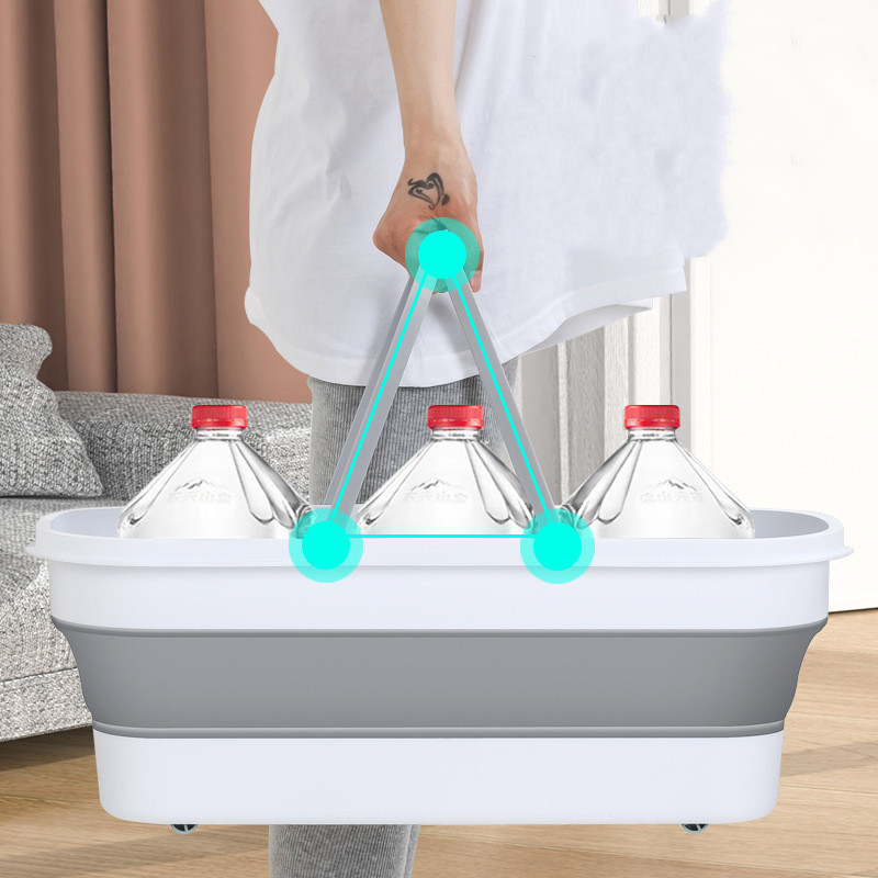 Collapsible Bucket Portable Folding Mop Bucket Silicone Bucket with Wheels and Handles Multi-Purpose Bucket Home Clean Accessory