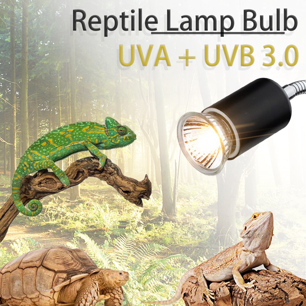 25/50/75w uva + uvv 3.0 reptil lampa lampa sköldpadda sola uv lampor värmelampa amfibier ödlor temperaturregulator