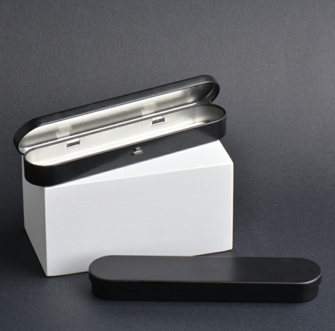 Effen Kleur Ijzer Etui Leuke Pen Case School Opbergdoos Student Pen Box Kids Potlood Tas Briefpapier Doos -Up Box: black