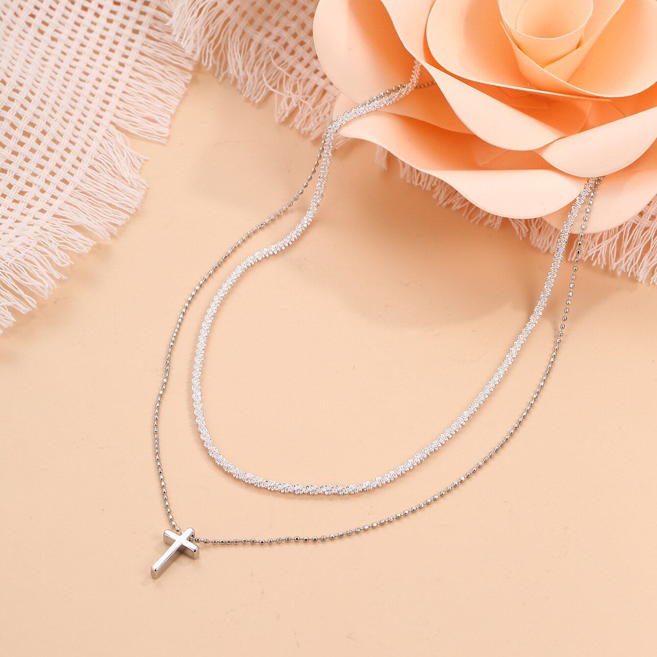 Mode Multi-layer Cross Shining Sleutelbeen Keten Kraag Ketting voor Mannen en Vrouwen Dagelijks Dressing Party Verjaardagscadeaus Sieraden