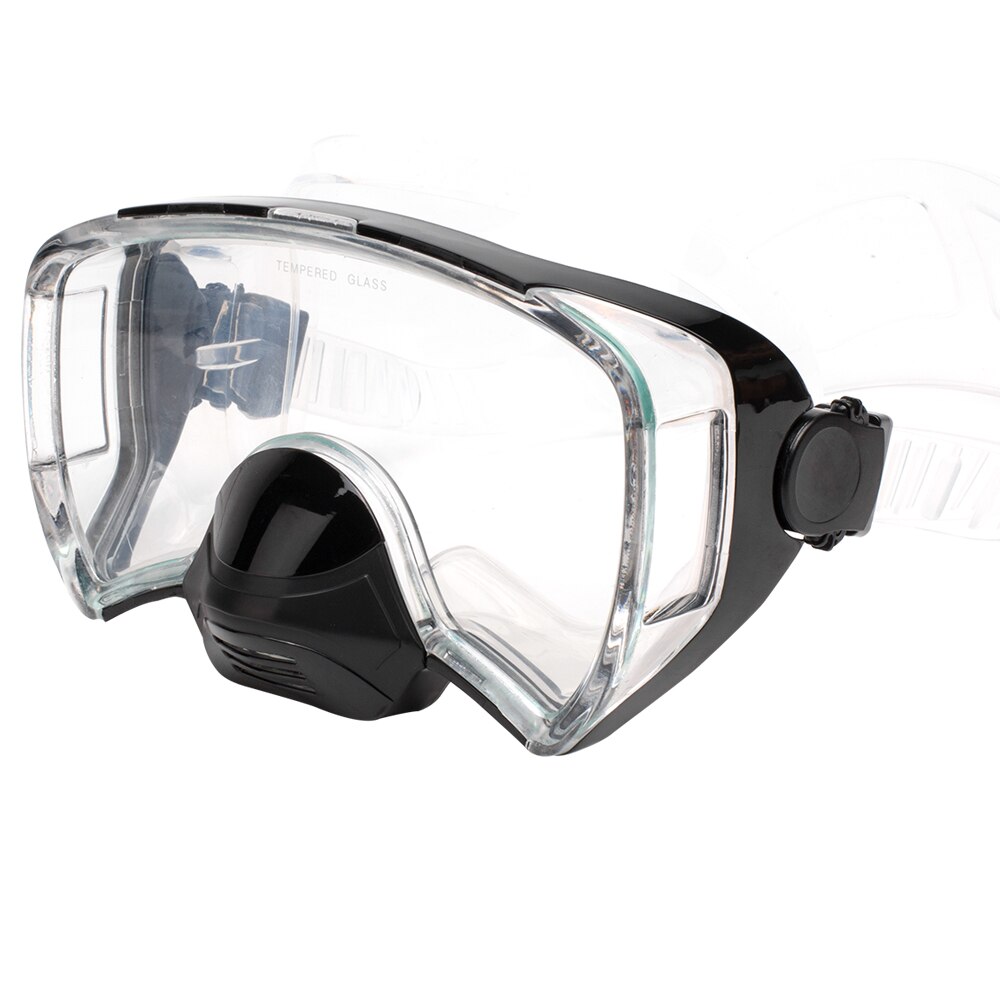 GTOS wide one vision scuba free diving mask Dive and Snorkeling Mask one lens standard adult size clear silicone belt: black