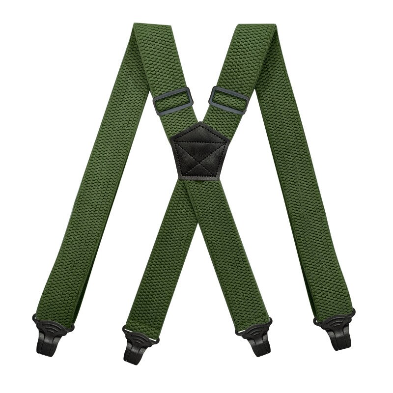 Deepeel-tirantes elásticos ajustables para hombre y adulto, suspensorio DE TRABAJO ancho con 4 clips, 3,5X120cm, 1 unidad: DarkGreen-120cm