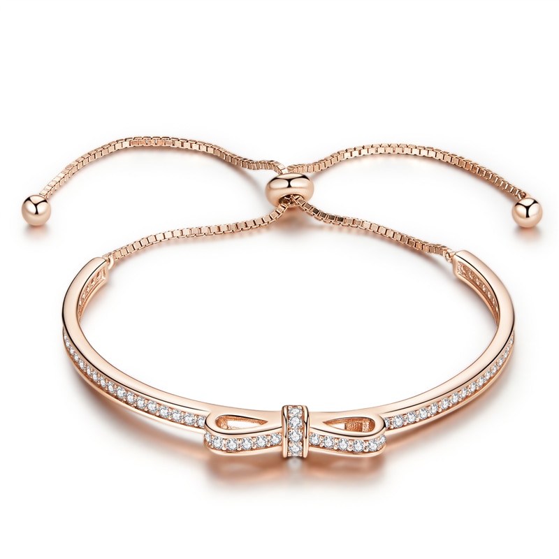 WOSTU nouveauté 925 en argent Sterling étincelant chaîne de nœud papillon réglable Bracelet Bracelet pour les femmes S925 bijoux CQB108