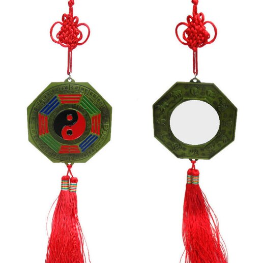 1PC Chinese Feng Shui Bagua Mirror Yin Yang Bagua Mirror with Chinese Knot Good Luck Fortune Prayer Blessing Hanging Decor: 12cm