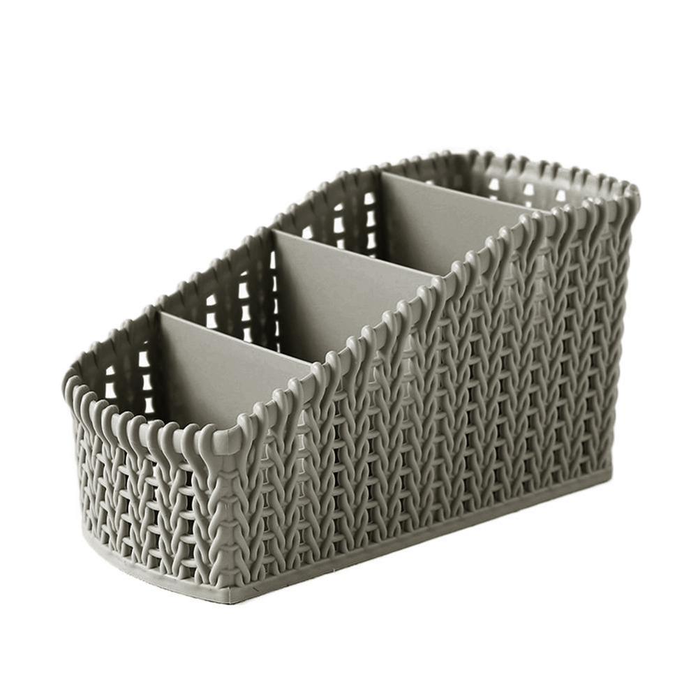 Desktop Storage Pen Case Plastic Material Finishing Box Debris Student Storage Cosmetic Stationery Supplies Desk B D0I3: Dark gray