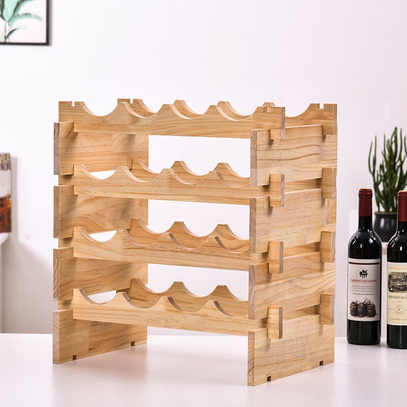 One-layer European wine rack solid wood wine rack non-wall hanging wine rack DIY bar accessories home bars
