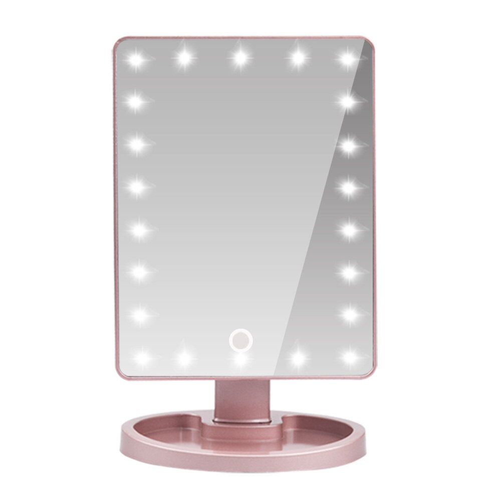 LED Touch Screen Makeup Mirror Vanity Mirror With 16 LED Lights Health Beauty Adjustable Countertop 180 Rotating 22