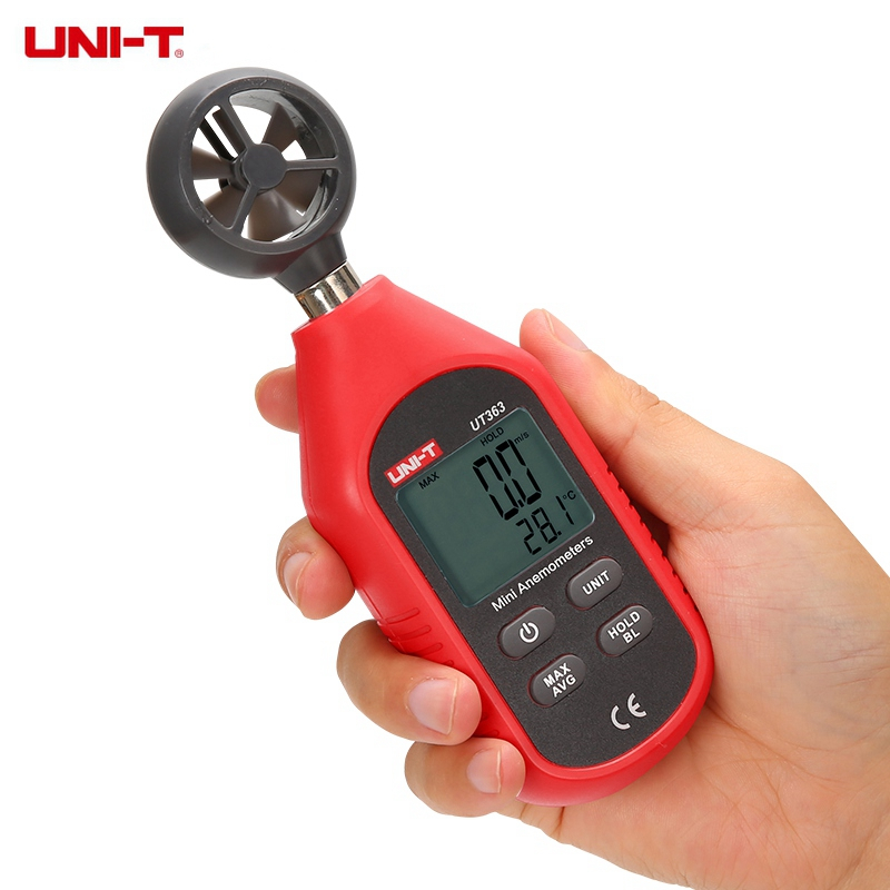 Handheld Digital Wind Speed Meter Thermometer Anemometer Air Flow Monitor Average, Data Retention LCD Dual Display UNI-T