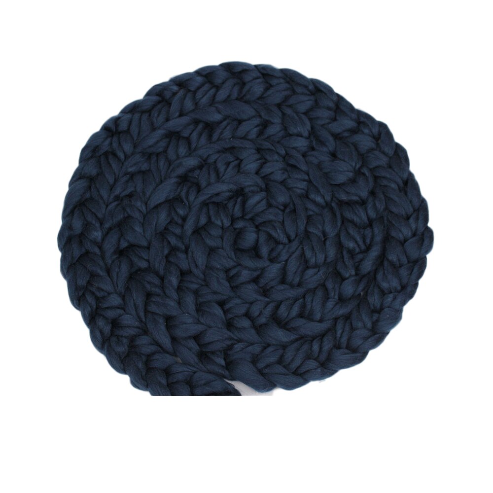 Handmade Woven Baby Blankets Wool Crochet Basket Filler Newborn Twisted Braid Photography Props Chunky Knit Blanket: Navy