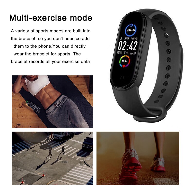 M5 Smart Bracelet Smarthwatch IP67 Waterproof Smart Watch Wristband Blood Pressure Watch Tracker Call Heart Rate Bluetooth Band