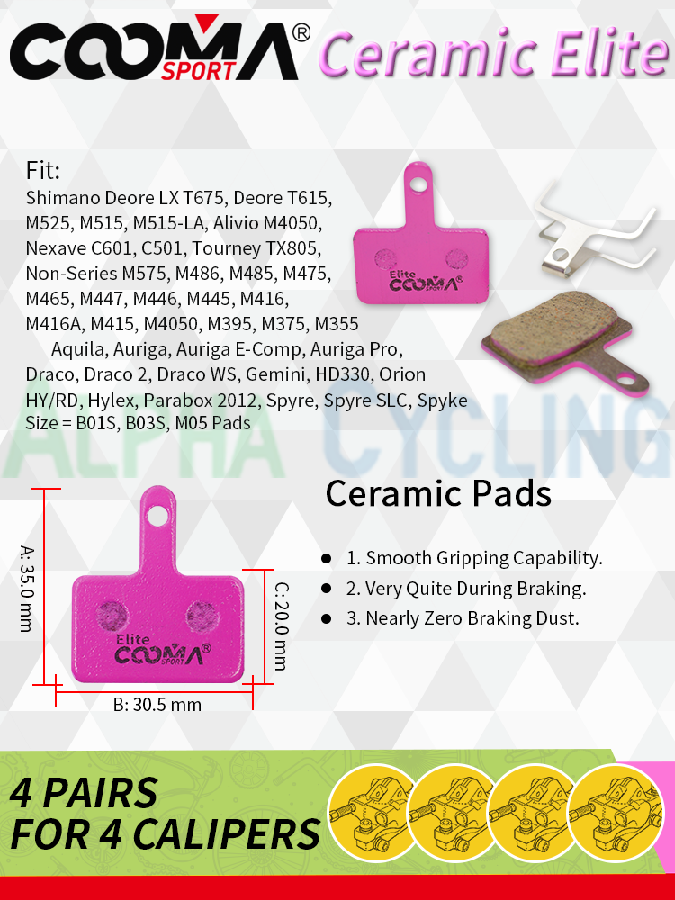 4 Pairs 8 PCS Ceramic Bicycle Brake Pads for SRAM Avid Shimano Magura Hayes Formula Hope ZOOM JAK Bike Caliper