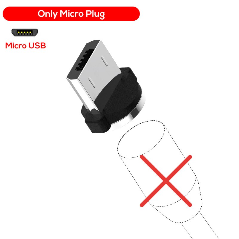 Topk AM30 Magnetische Oplaadkabel, 90 Graden Led Kabel Voor Iphone 11X8 7 6 Plus & Micro Usb Kabel & Usb Type-C Usb C Kabel: Micro Plug No wire / 2M