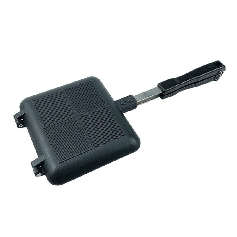 Non-Stick Double Side Frying Pan Foldable Flipping Griddle Steak Cookware Pancake Pan Cooking Tools For Kitchen: Black