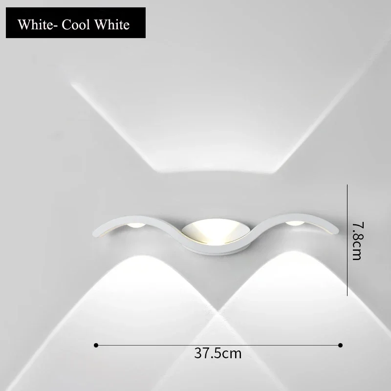 Vanntett vegglampe til 12w dårlig, hvit, svart, vegglampe til korridor, midtgang, kjøkken, hage, hjemmedekorasjon, veranda, lampetter: Rgb