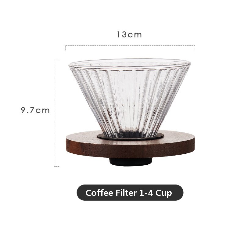 Glass Coffee Pot Hand Brewed Drip Pour Over Coffee Filter Holder Rack Coffee Filter Hand Brewed Coffee Filter Set: Coffee Filter 1-4cup