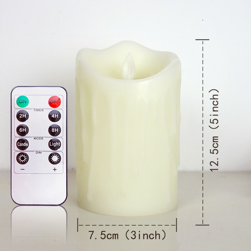 Lellen Ivory Flickering LED Candles with Remote control scented bougie battery operated Candles Electric home Wedding Decoration: 75x125mm