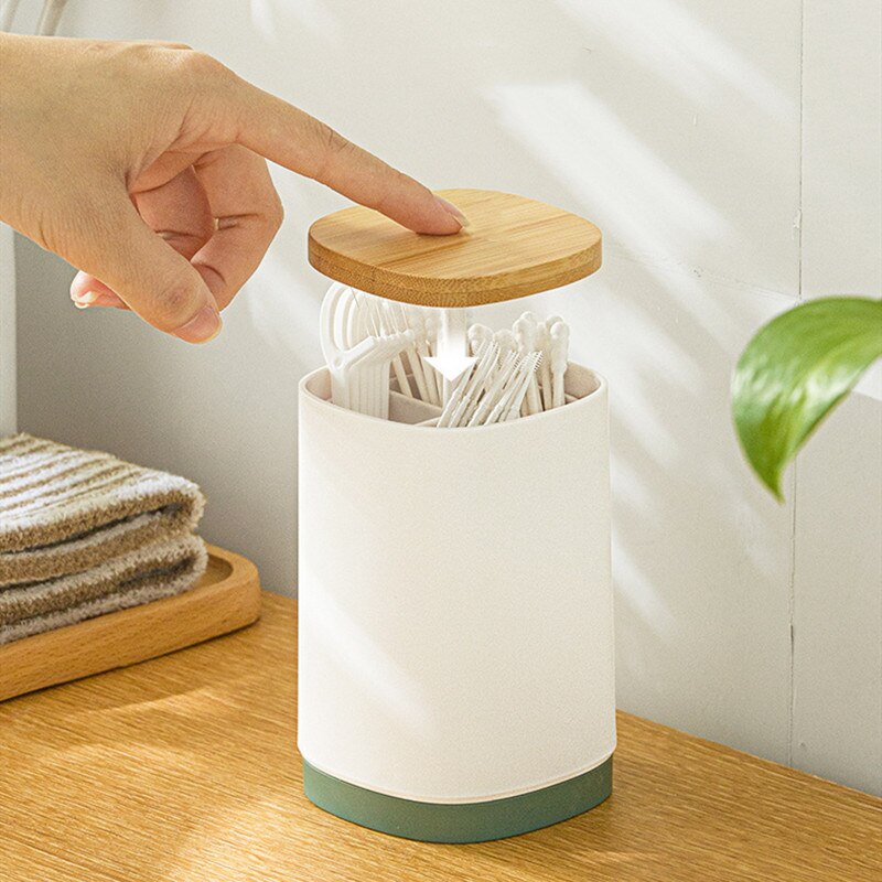 pop-opp bomullspinner holder tannpirker dispenser etui q-Tips holder oppbevaringsorganiseringsboks hjem hotell dekorasjonsbeholder