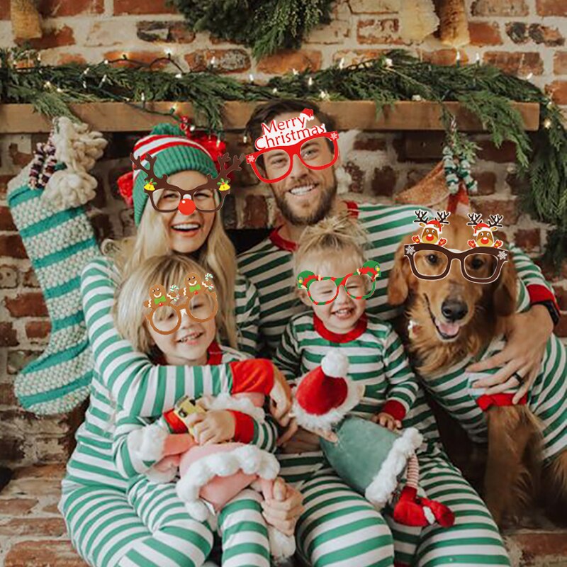 Gafas navideñas con marco de Papá Noel y muñeco de nieve para niños, decoración navideña, 9 Uds.,