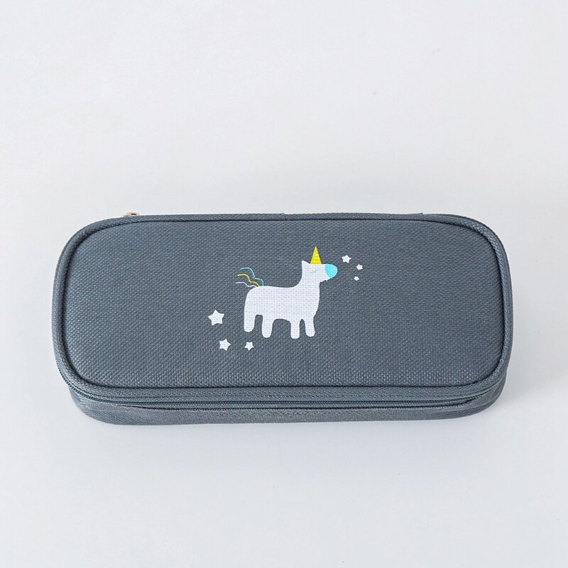 Kawaii unicorn pennfodral djur kanin delfin pennfodral för pojkar flicka stor kapacitet canvas pennlåda brevpapper skolmaterial: Enhörning