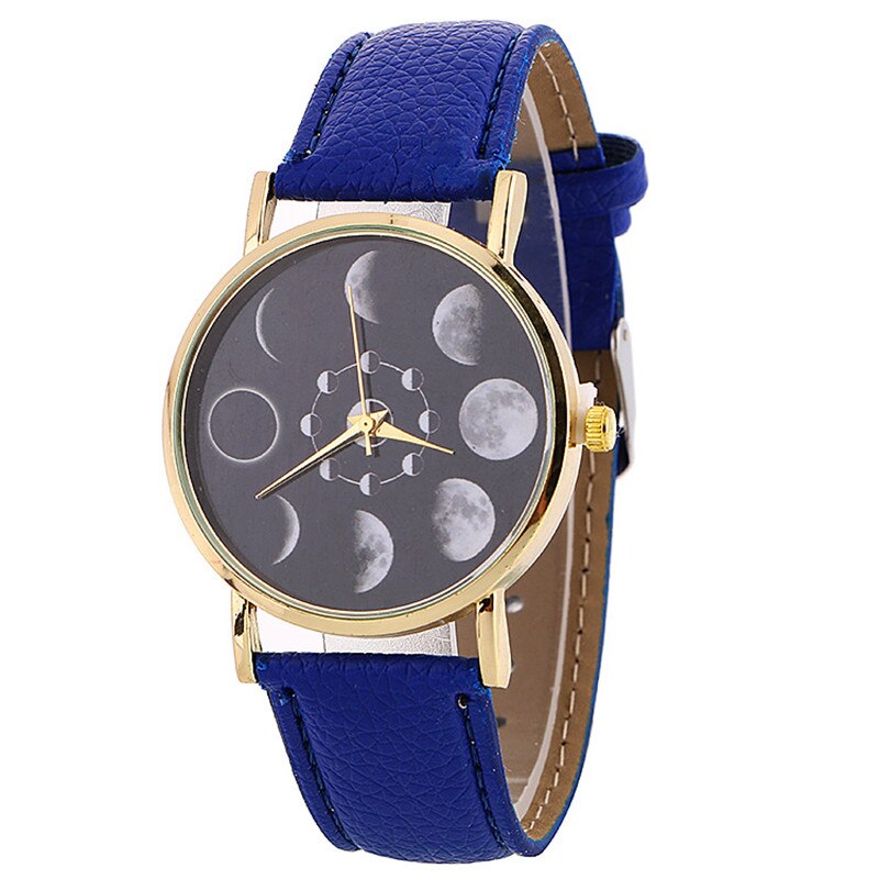 Moon Phase Serie Armband Horloge Vrouwen Horloge Mode Persoonlijkheid Vrouw Horloge Casual Quartz Horloge Vrouwen Horloge: blue